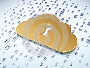 Networking concept: Golden Cloud With Keyhole on