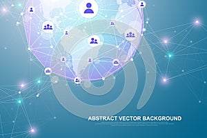 Networking connection concept abstract technology. Global network connections with points and lines. Big data
