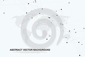 Networking connection concept abstract technology. Global network connections with points and lines. Big data