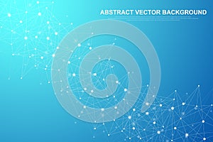 Networking connection concept abstract technology. Global network connections with points and lines. Big data