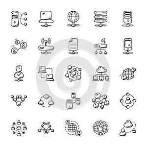 Networking Doodle Icons Collection