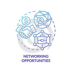Networking opportunities blue gradient concept icon