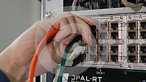 Networking service. network engineer administrator checking server hardware equipment of data center