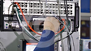 Networking service. network engineer administrator checking server hardware equipment of data center