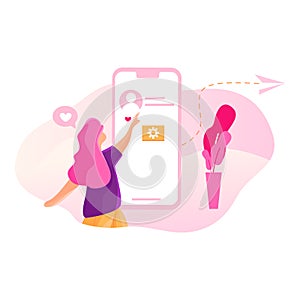 Networking, social media service. On boarding template for dating app