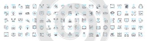 Networking vector line icons set. Networking, LAN, WAN, WiFi, Routers, Hubs, Ethernet illustration outline concept