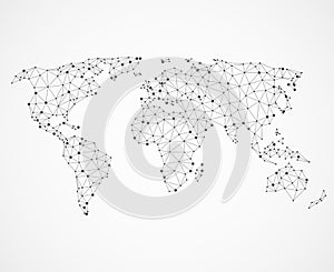 Networking world map texture, low poly earth. Vector global communication concept photo