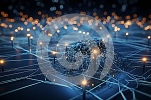 Networks and artificial intelligence technology or Chatbot Chat.