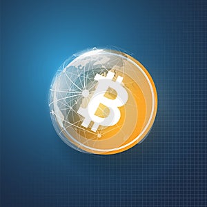 Networks - Business and Global Financial Connections, Cryptocurrency, Bitcoin Trading, Online Banking and Money Transfer Concept