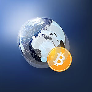 Networks - Business and Global Financial Connections, Cryptocurrency, Bitcoin Trading, Online Banking and Money Transfer Concept