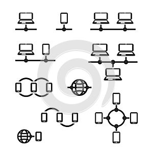 Networks, Connections: Social, Internet, Cloud Computing Icons