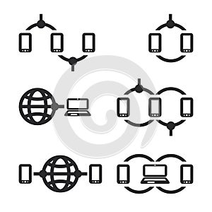 Networks, Connections: Social, Internet, Cloud Computing Icons