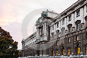 Neue Burg of Hofburg Palace at sunrise, Vienna