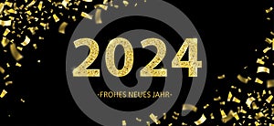 2024 Neues Jahr Golden Confetti Black Header 2 photo