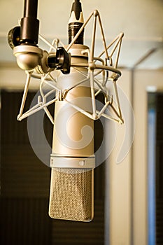 Neumann microphone in a professional audio studio photo