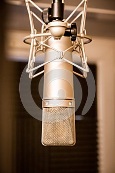 Neumann microphone in a professional audio studio photo