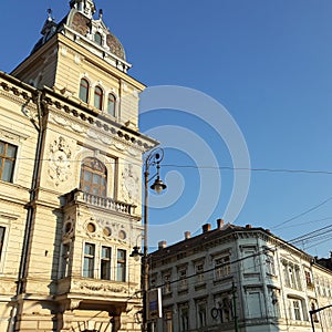 Neumann Palace - Street corner in the center of Arad city