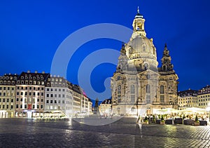 Neumarkt near Frauenkirche at night in Dresden