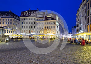 Neumarkt near Frauenkirche at night in Dresden