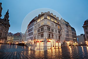 Neumarkt near Frauenkirche at night in Dresden, Germany