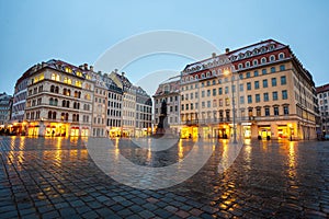 Neumarkt near Frauenkirche at night in Dresden, Germany