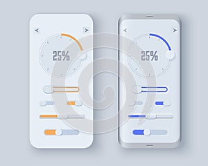 Neumorph UI kit on device screen