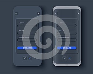 Neumorph UI kit on device screen