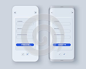 Neumorph UI kit on device screen