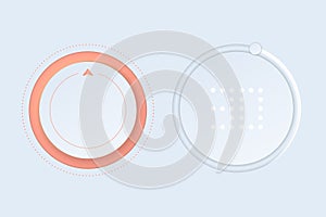 Neumorph UI kit with Volume Knob and switches. Light set. Workflow Control and navigation elements in Skeuomorph Trend. Design for