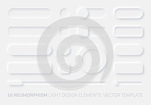 Neumorphic App Light UI Design Elements Set Vector