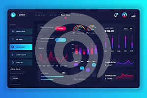 Neumorphic dashboard UI kit. Admin panel vector design template with infographic elements, HUD diagram, info graphics. Website