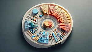 A neumorphic data chart icon, Ai generated image