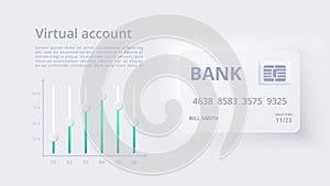 Neumorphic flow chart bank infographic. Creative concept for infographic. Credit card