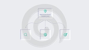 Neumorphic flow chart infographic. Creative concept for infographic with 3 steps, options, parts or processes