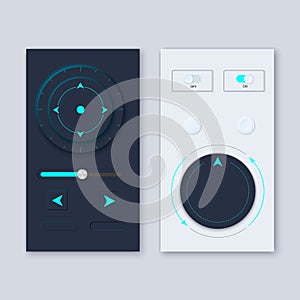 Neumorphic UI circle Workflow graphic elements design kit with neumorphism style. App UI, UX templates. GUI for mobile application