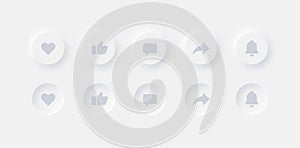 Neumorphic UI UX Design Elements Youtube Buttons Like Dislike Comment Share Notifications
