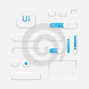 Neumorphic User interface elements for mobile app. UI icons set. Neumorphism style design for mobile, web, social media