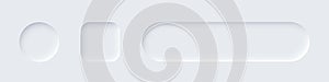 Neumorphism button design set, slider element for website, mobile app menu and navigation