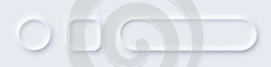 Neumorphism button design set, slider element for website, mobile app menu and navigation