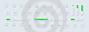 Neumorphism icons. User interface elements for mobile app. UI icons set. Vector. Neumorphic UI UX white user interface web buttons