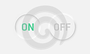 Neumorphism on off buttons vector icons. Neumorphic UI style Power buttons for web design or apps. Vector EPS 10