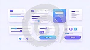 Neumorphism UI Kit Modern App Interface Elements, UX Design