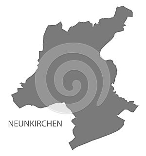 Neunkirchen city map with boroughs grey illustration silhouette shape