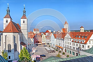 Neupfarrplatz square and Neupfarrkirche in Regensburg