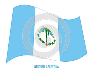 Neuquen Flag Waving Vector Illustration on White Background. Flag of Argentina Provinces