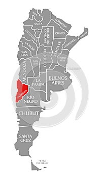 Neuquen red highlighted in map of Argentina