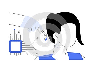 Neural chip implants abstract concept vector illustration.