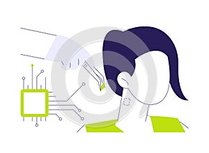 Neural chip implants abstract concept vector illustration.