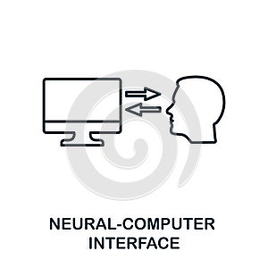 Neural-Computer Interface line icon. Thin style element from future technology collection. Outline Neural-Computer Interface icon