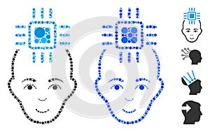Neural Computer Interface Mosaic Icon of Circle Dots
